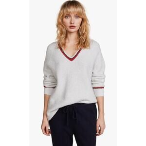 Velvet by Graham & Spencer Simona V-Neck Sweater Ash Medium NWT